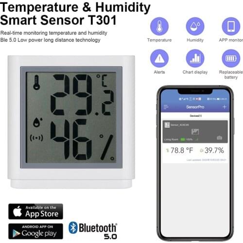 LCD Screen Display Bluetooth 5.0 Wireless Thermometer Hygrometer Indoor Outdoor Temperature Humidity Meter