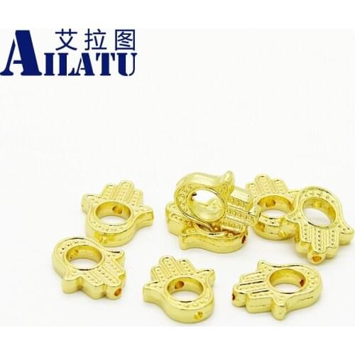 Ailatu 20 Pcs/lot DIY Hamsa Hand Charm Beads Zinc Alloy Metal Plated Spacer for Religious Jewelry