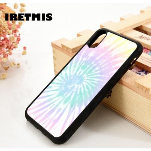 Iretmis 5 5S SE 6 6S TPU Silicone Rubber Phone Case Cover for iPhone 7 8 Plus X Xs 11 12 MINI Pro Max XR Rainbow Tie Dye