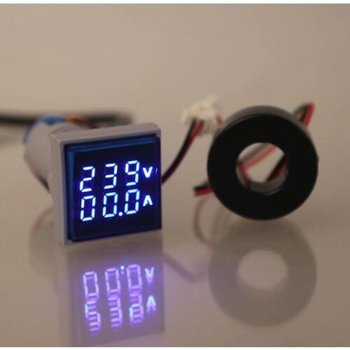 Square LED Digital Dual Display Voltmeter & Ammeter Voltage Gauge Current Meter AC 60-500V 0-100A