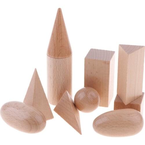 Wooden Building Blocks, Assorted Shape Block Kit, Educational Montessori Toy for