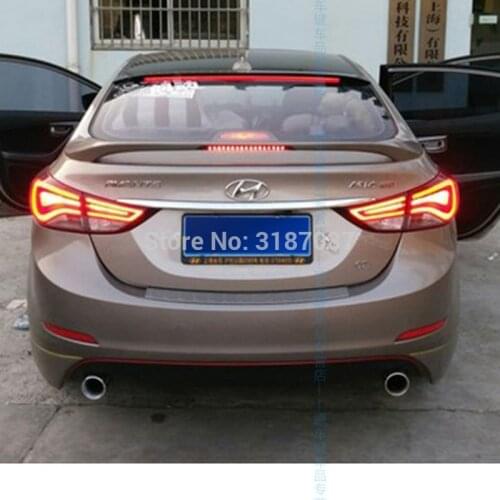 For Hyundai Elantra 2012 -2017 with brake lights Big ABS Plastic Rear Roof Spoiler Wing Trunk Lip Boot Cover Car Styling