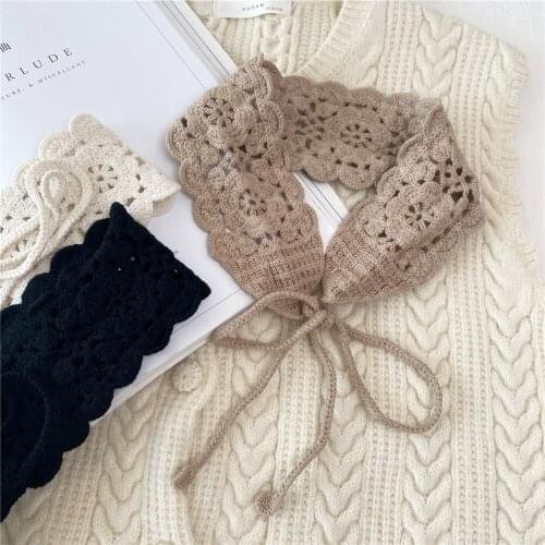 Cotton Hollow Weave Fake Collars Women Detachable Shirt False Collar Small Scarf Summer Dress Lapel Neck Ties Shawl