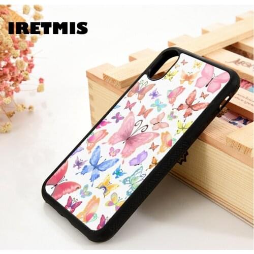 Iretmis 5 5S SE 6 6S TPU Silicone Rubber Phone Case Cover for iPhone 7 8 Plus X Xs 11 12 MINI Pro Max XR Colorful Butterflies