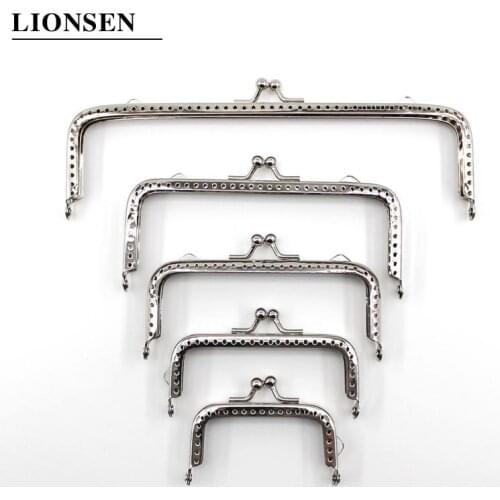 1Piece Glossy Silver Square Basic Metal Purse Frame Kiss Clasp Lock DIY Bag Accessories 6.5/8.5/10.5/12.5/15/18CM