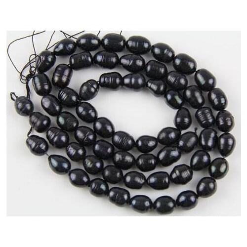 Unique Pearls jewellery Store,AA 9-10MM Black Color Rice Freshwater Pearl Loose Beads,Wholesale Real Pearl Jewelry,LS4-024
