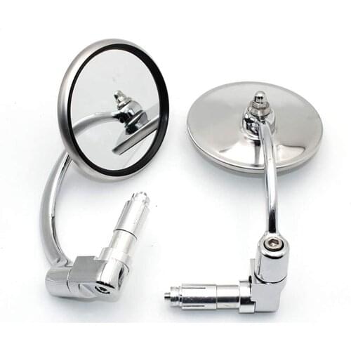 Motorcycle 7/8 inch 22mm Handlebar Round Chrome Rearview Mirror for Bicycle Scooters Side Mirror Moto
