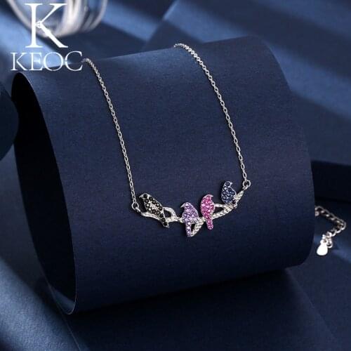 Keoc New Boho Romantic Lovely Color 4 Magpie Necklaces for Women Pendant Girl Friend Valentines Day Dance Accessoires Jewelry