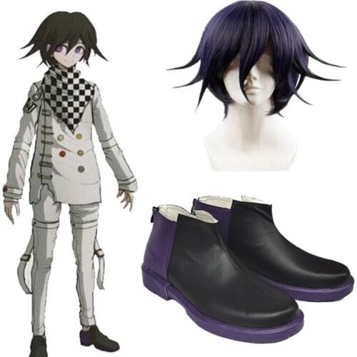 Danganronpa V3: Killing Harmony Ouma Kokichi Wig Cosplay Costume Dangan Ronpa Synthetic Hair Short Halloween Party Wigs Shoes