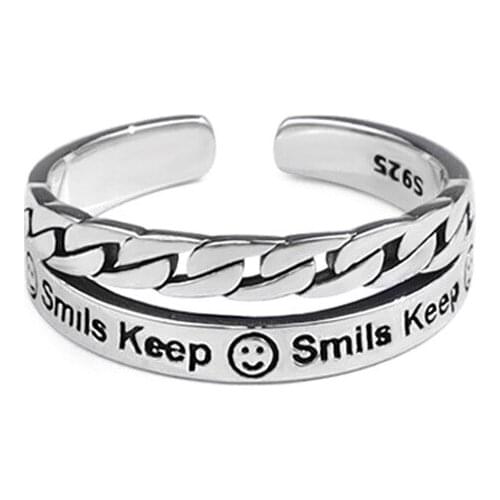 Fake Double-Layer Open Ring For Women Keep Smile Face Finger Rings Jelwery