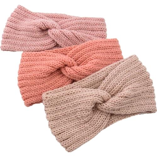 Autumn Winter Solid Crochet Knitting Wool Women Headband Weaving Cross Handmade DIY Hair Bands Warm Sweet Girl Hair Accessories