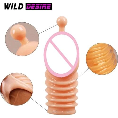 Condom Reusable Penis Sleeve Extender Realistic Silicone Extension Sex Toy for Men Cock Enlarger Ring G point