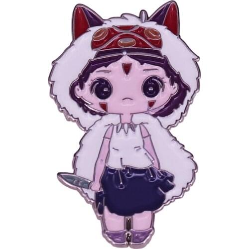 Princess Mononoke San Hard Enamel Pin Feminist Woman Sword Brooch Studio Ghibli Anime Fans Cute Collection