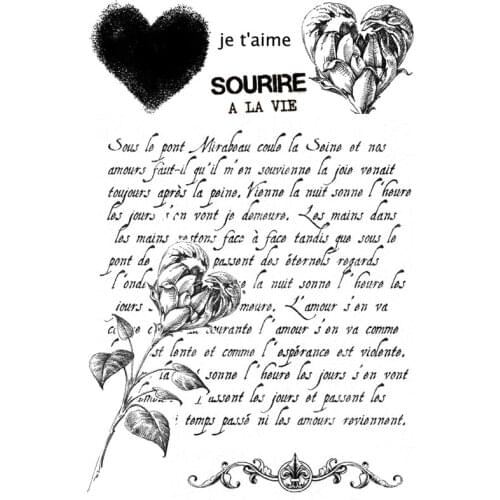 AZSG Heart-shape / French Blessing Clear Stamps For DIY Scrapbooking Decorative Card Making Crafts Fun Decoration Supplies