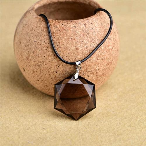 Drop shipping Smoky quartz pendant necklace Crystal star of pendant Lucky Love Crystal Jewelry With Free Rope