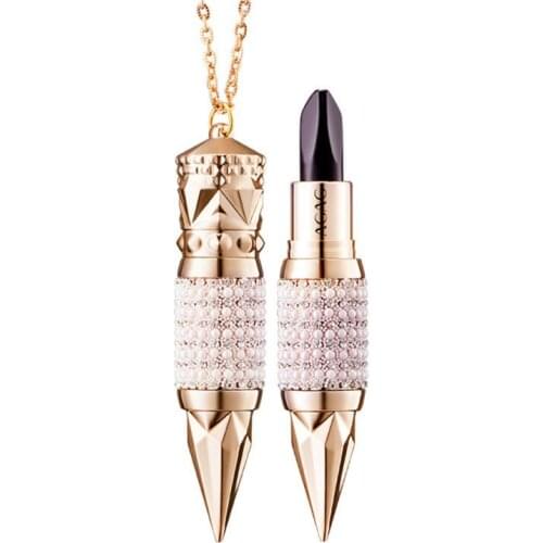 Queen Scepter Lipstick 3 Color 3 In 1 Matte Soft Mist Lipstick Beauty Makeup Velvet Lipstick Pearl Necklace Lipstick Pendant