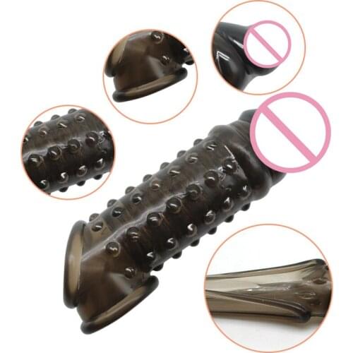 Penis Sleeve with Beads Design Penis Extender Delayed Ejaculation Adult Couple Sex Toy for Men Women A7