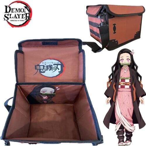 Anime Demon Slayer Kamado Nezuko Backpack Box Extermination Durable Box Backpack Nezuko Canvas Foldable Backpack Cosplay Prop
