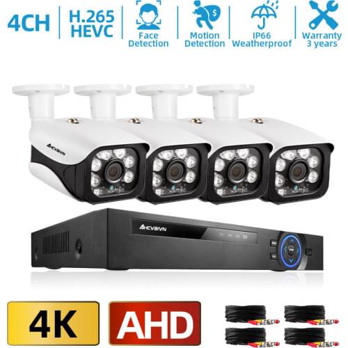 AHCVBIVN 8.0MP Night Vision Surveillance System 4CH H.265+ P2P 4K AHD DVR In/Outdoor Waterproof Home CCTV Camera Infrared light