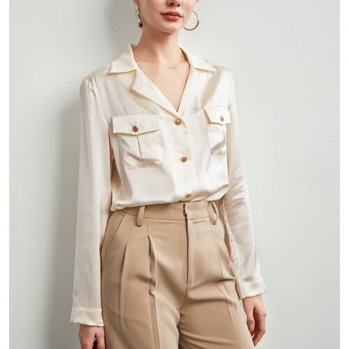 Womens Shirt Silk Elegant Blouse Women Korean Style Womens Tops and Blouses Long Sleeve Top Female Spring Autumn 2021 Pph3562