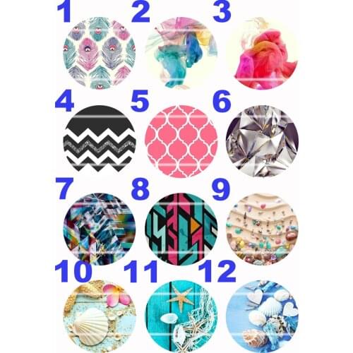 Handmade Colorful picture Round Glass Cabochons Refrigerator magnet for Necklace Decoration and Phone Chain Accessaries117