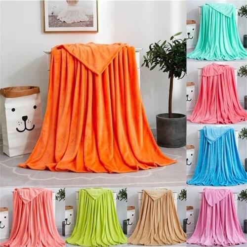 1PC 50x70cm Flannel Blanket Solid Soft Living Room Bedroom Air Conditioning Bed Blankets for Sofa Bedding High Quality L*5