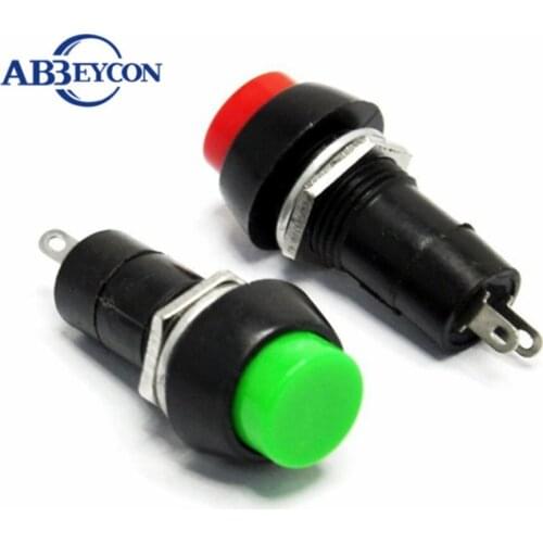 10pcs PBS-11B 2PIN Plastic 12mm Push Button Momentary Switch L3A 150V Red Green Random