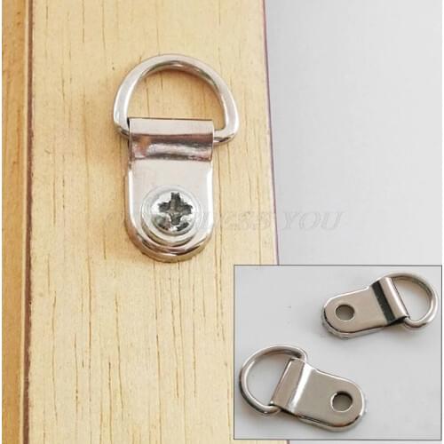 100pcs/set D Ring Hanging Picture Frame Strap Hanger Hooks Oil Painting Mirror Hanger with Screws Kit Drop Shipping