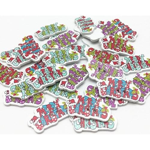 1000pcs 19x35mm Mixed Wood Merry Christmas Buttons Sewing Embellishments Scrapbooking Cardmaking Crafts Xmas Button
