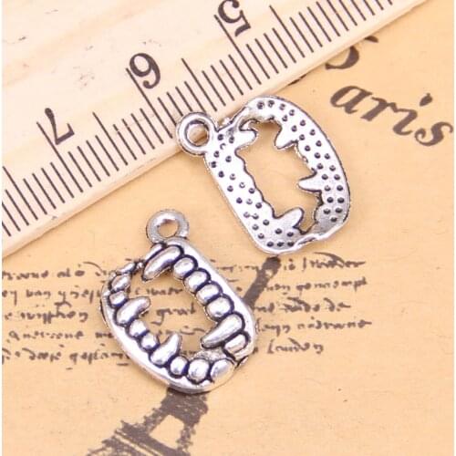152pcs Charms vampire dracula fangs teeth halloween 17x12mm Antique Silver Plated Pendants DIY Handmade Tibetan Silver Jewelry