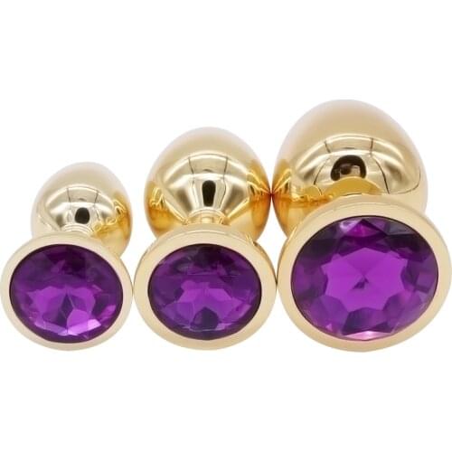 DOMI 3pcs Golden Stainless Steel Anal Plug Metal Dildo Anal Beads Butt Plugs Sex Toy