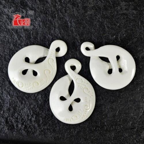 3PCS Handmade Carved Yak Bone CUTOUT Maori Pendant New Zealand Style Bone white Beads DIY Jewelry Accessory 44mmX31mm