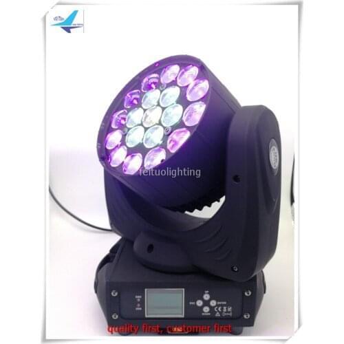 6/lot 19x15W Zoom Beam Wash Moving Head Light with RGBW 4in1 LED ring Control Dj Disco and Nightclub