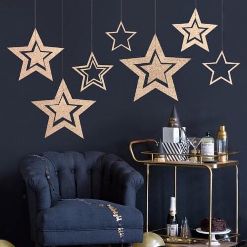 7pcs/lot Twinkle Star Paper Pendant Garland Ornaments Christmas Decorations for Home New Year 2021 natal Noel Decor Navidad 2020