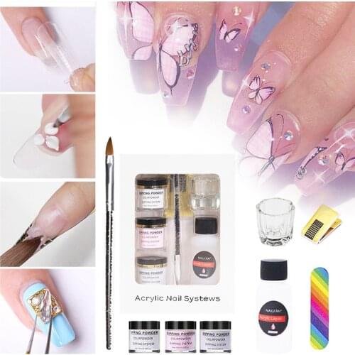 Nail Acrylic Powder and Monomer Kit Manicure Set Includes Glass Cup Carving Pen Nail Art DIY Set for Girls Women