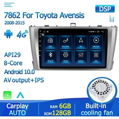 IPS DSP 4G LTE Octa Core Android 10 Car Radio Player For Toyota Avensis 2009 2010 2011 2014 2015 Built-in Carplay