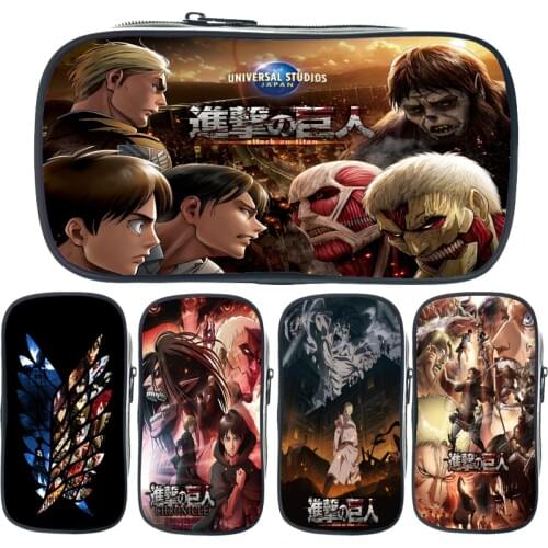 Students Attack on Titan CHRONICLE Pencil Case Child Cartoon Pen Bag Teens Anime Pencil Box Kids School Stationery Storage Bag