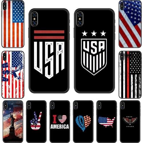 America USA Flag Phone case For iphone 4 4s 5 5S SE 5C 6 6S 7 8 plus X XS XR 11 PRO MAX 2020 black tpu bumper painting