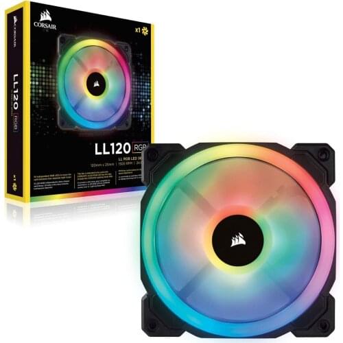 Corsair LL Series, LL120 RGB, 120mm RGB LED Fan, Triple Pack with Lighting Node PRO- White, Lighting Node PRO Included, LL120 RG