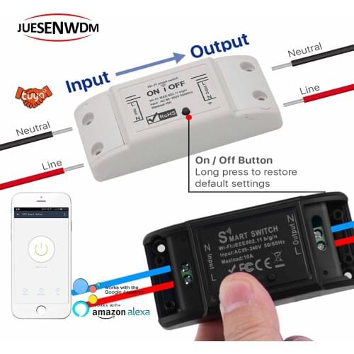 Household electric equipment APP control switch,WiFi Smart Light Switch Module for Work with Alexa Google Home