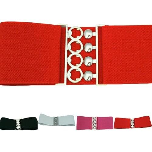 Hot Sales Women\s Fashion Cinch Buckle Wide Stretch Elastic Waist Belt Corset Waistband