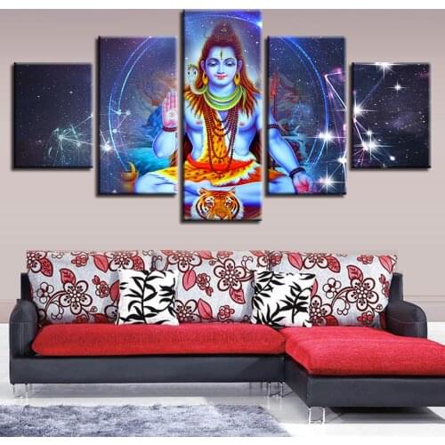 Multi-Picture 5d diy Diamond painting Hindu God Lord Shiva And Constellation Scenery 5 Piece Puzzle Diamond Mosaic Decor