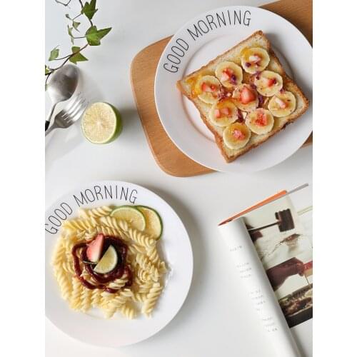 Northern European-Style Ceramic Western Plate Creative Lettered Plate Breakfast Plate Steak Plate Household