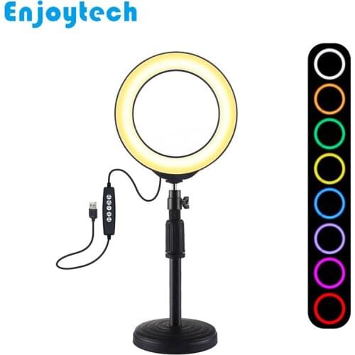 New Tabletop Mounts Holder Tripod with 16CM RGBW LED Ring Flash Lamp for Mobile phones Vlog Video Live Streaming Bloggers