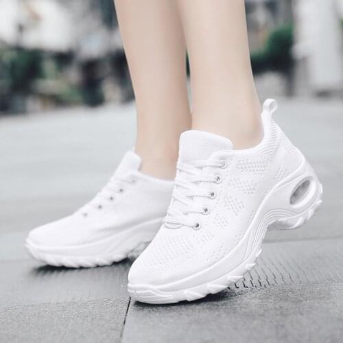 Platform wedge shoes women sneakers 2021 vulcanized shoes sneakers lace-up air mesh mixed colors casual shoes woman sneakers