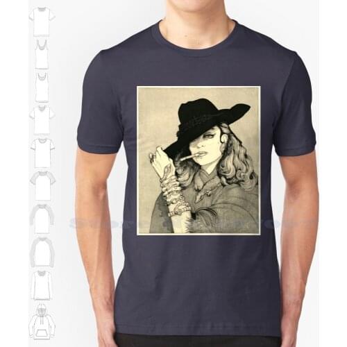 Portrait Of María Félix Cool Design Trendy T-Shirt Tee Maria Felix Portraits Mexican Film Stars Etching Sepia Alligator Snake