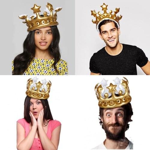 Inflatable Gold Crown Kids Adult Birthday Hats Cap King Toy Party Decoration Birthday Party Supplies