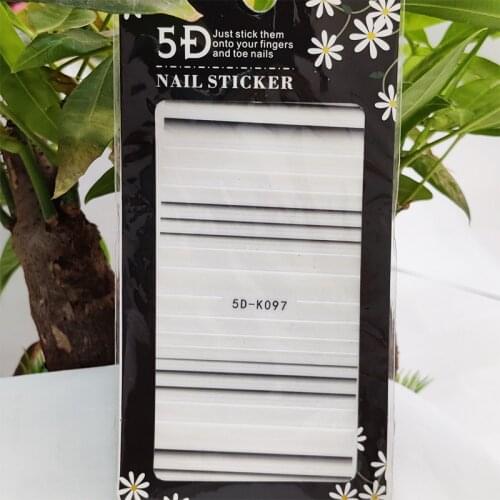 5D Stickers for Nails Black White Straight Line Nail Art Decorations Stereoscopic Sticker Accessories Anaglyph Effect Design