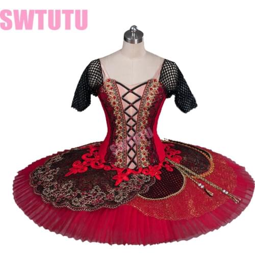 New Arrival!red professional ballet tutu pancake tutu swan lake ballet costumes platter tutu girls ballet tutuBT9080