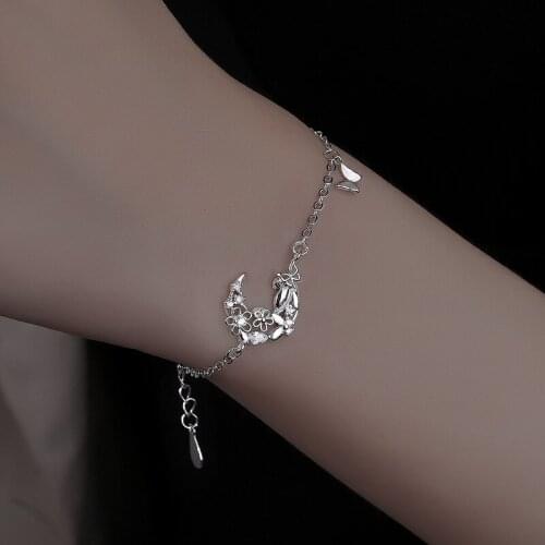 Luckydays New Zircon Moon Charm Bracelet For Women Cute Small Cat Flower Butterfly Bracelets Fashion Jewelry